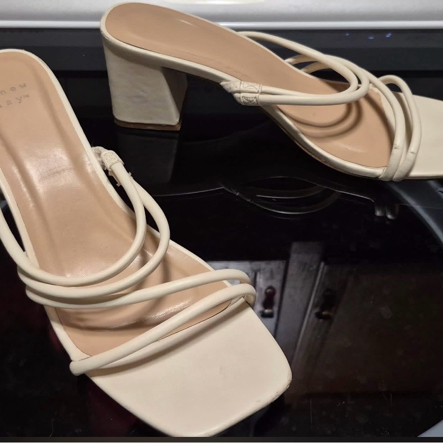 New Day Off-White Strappy Heels